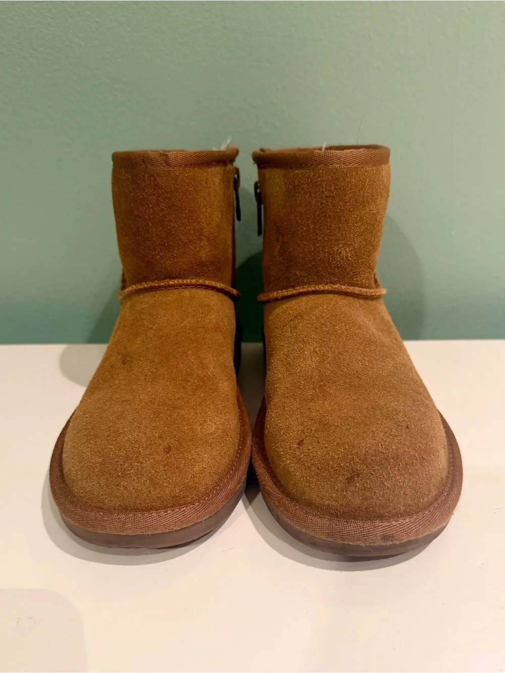 Koolaburra Kids Tan Suede Zip Ankle Boots